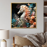 Seahorse With Flowers Sanctuary - Seahorse Home Decor Art