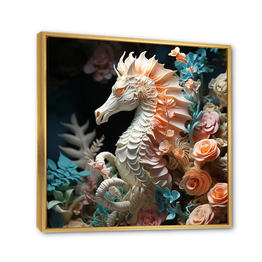 Seahorse With Flowers Sanctuary - Seahorse Home Decor Art