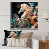 Seahorse With Flowers Sanctuary - Seahorse Home Decor Art