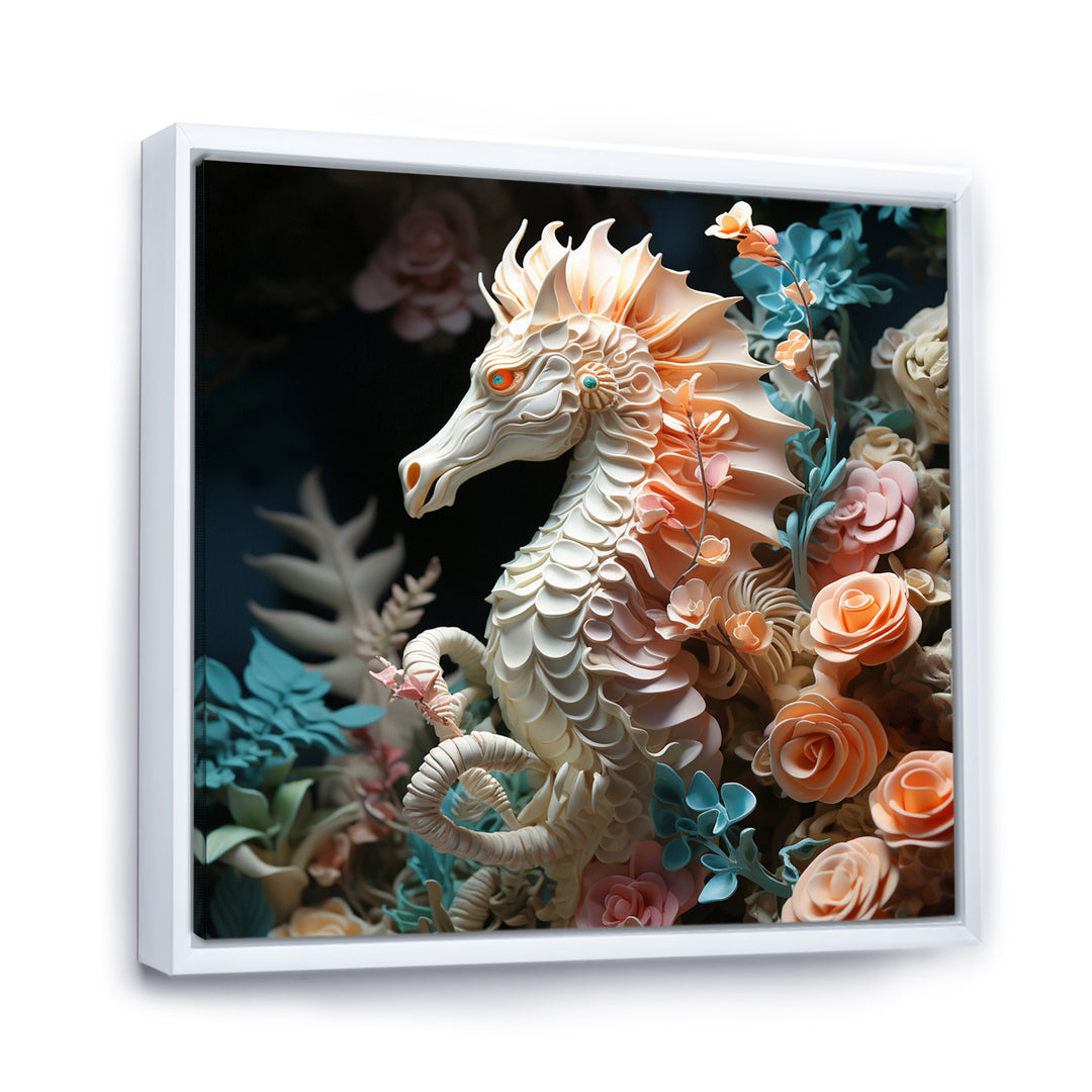 Seahorse With Flowers Sanctuary - Seahorse Home Decor Art
