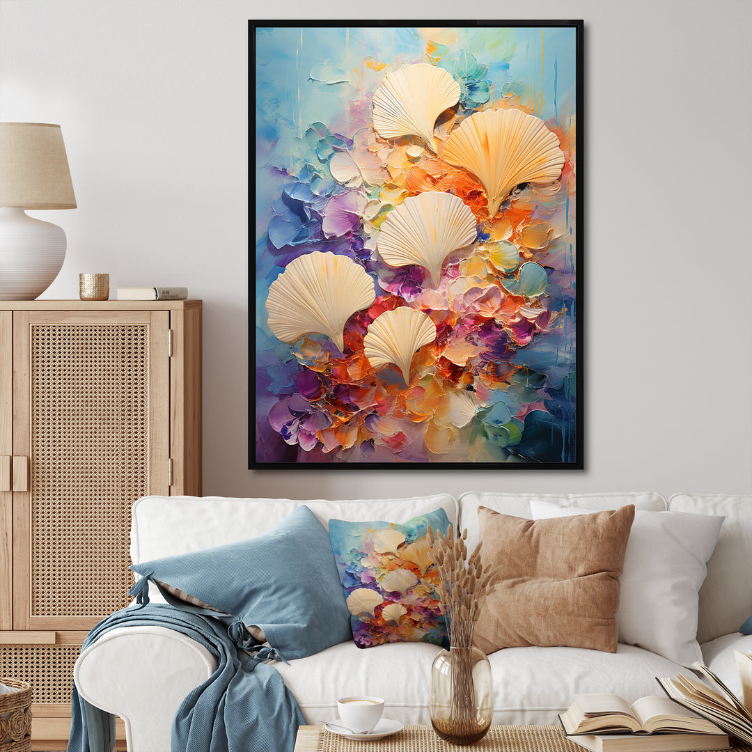 Abstract Ocean Seashell Collage - Seashell Bedroom Wall Art