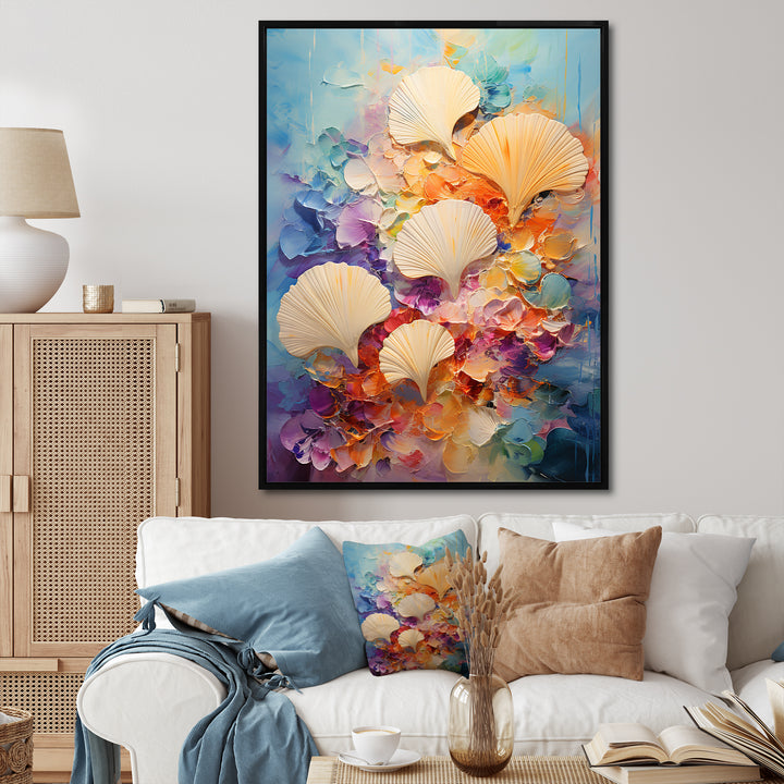 Abstract Ocean Seashell Collage - Seashell Bedroom Wall Art
