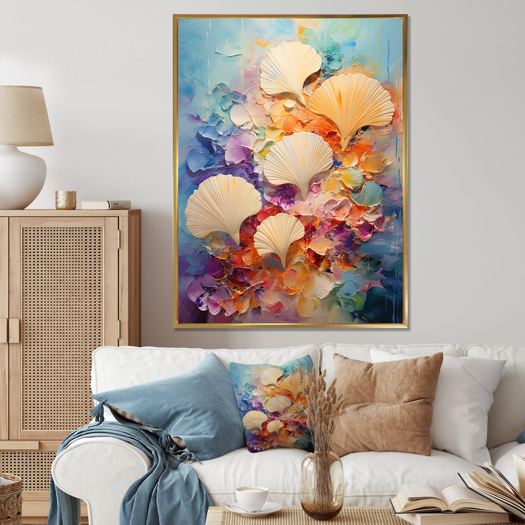Abstract Ocean Seashell Collage - Seashell Bedroom Wall Art