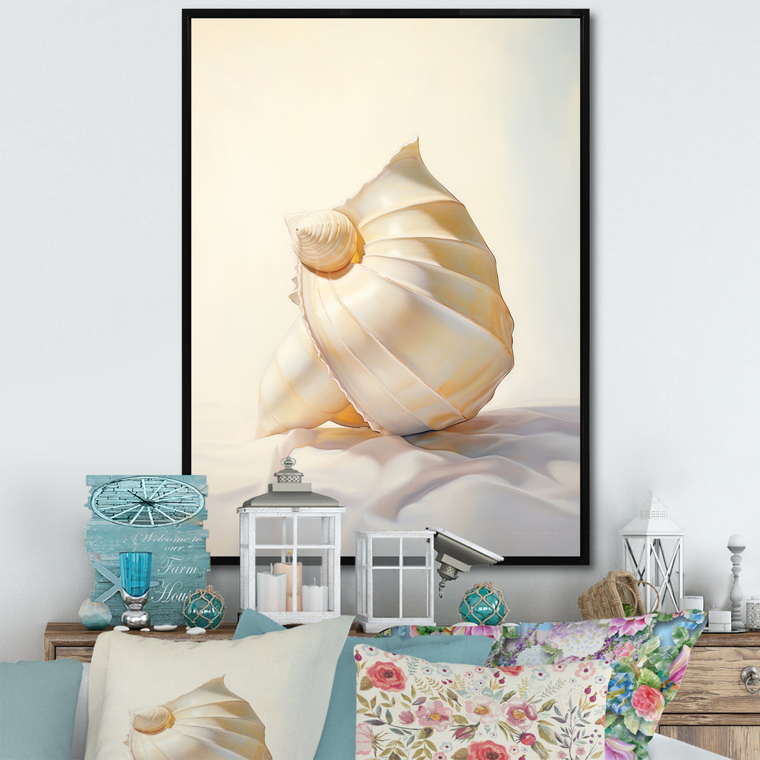 Seashell Minimalist Gems - Beige Seashell Wall Art