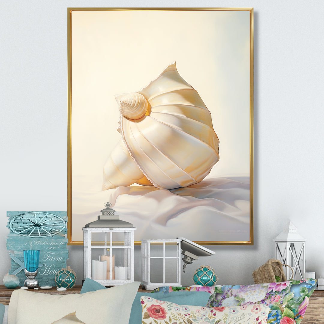 Seashell Minimalist Gems - Beige Seashell Wall Art