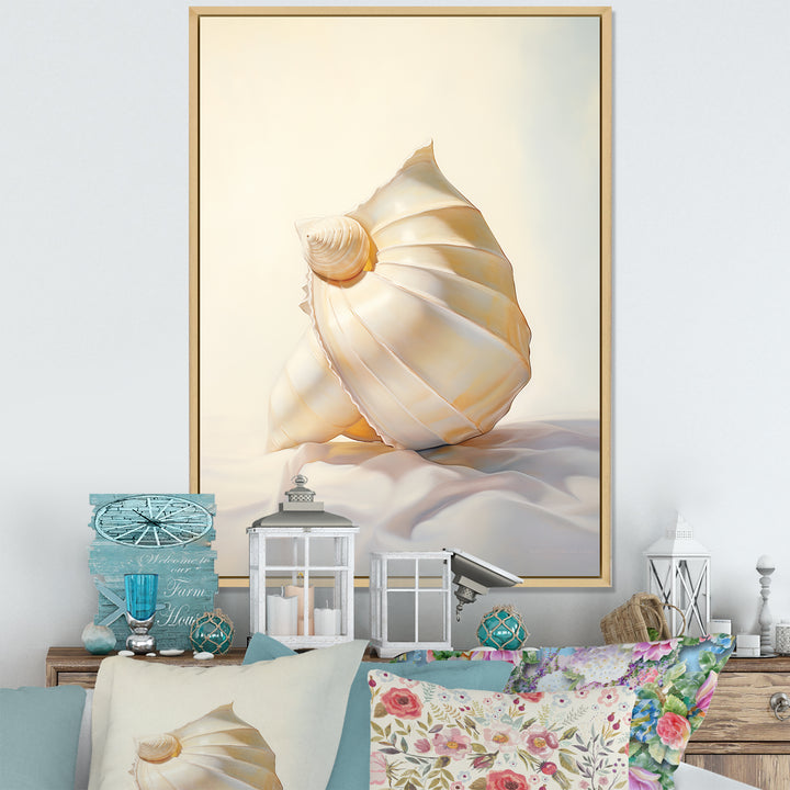 Seashell Minimalist Gems - Beige Seashell Wall Art