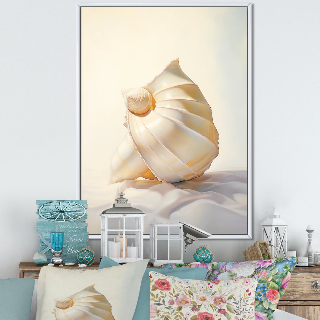 Seashell Minimalist Gems - Beige Seashell Wall Art