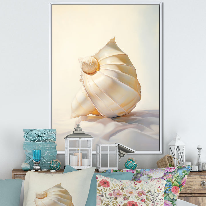 Seashell Minimalist Gems - Beige Seashell Wall Art