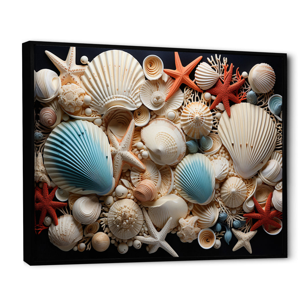 Seashell Collage - Seashell Framed Canvas Art