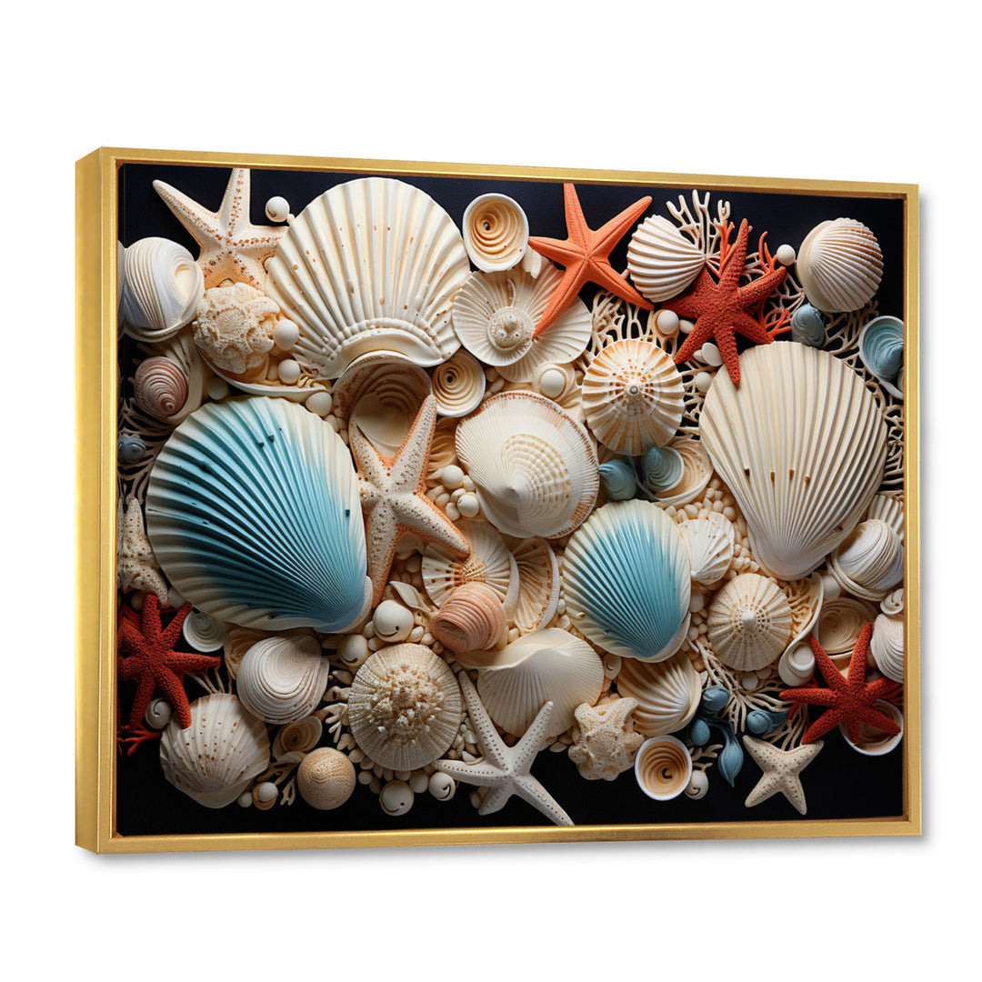Seashell Collage - Seashell Framed Canvas Art