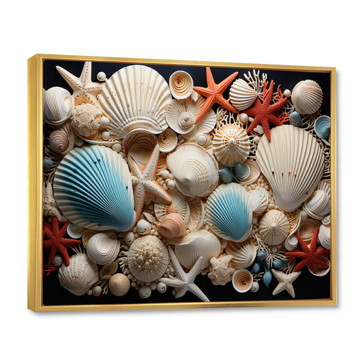 Seashell Collage - Seashell Framed Canvas Art