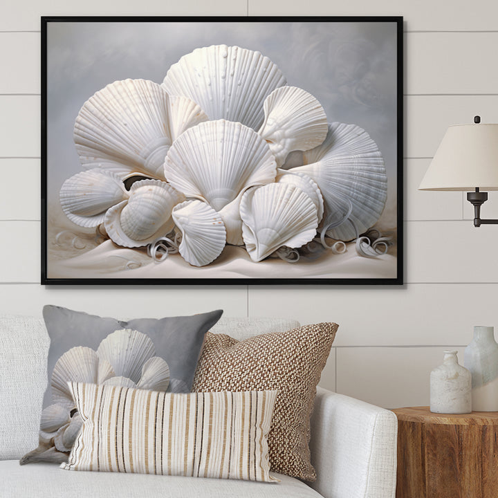 Monochromatic White Seashells - Seashell Home Decor Art