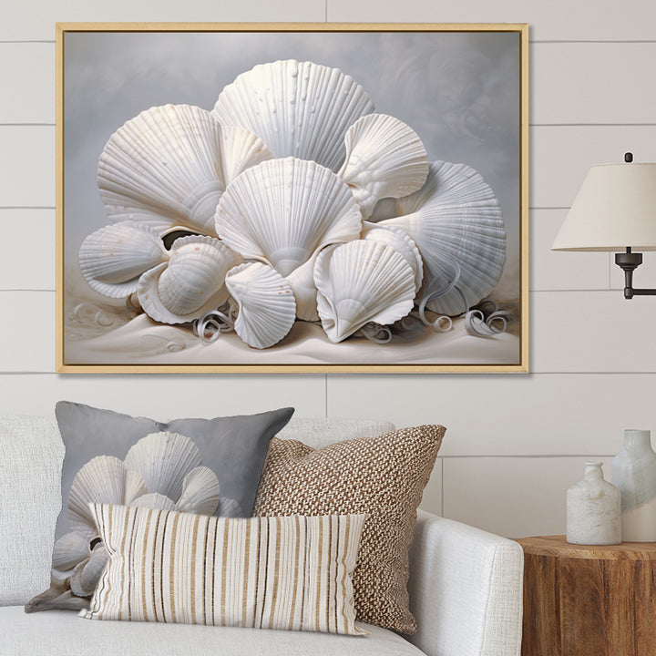 Monochromatic White Seashells - Seashell Home Decor Art