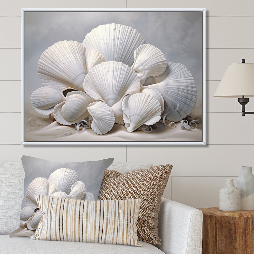 Monochromatic White Seashells - Seashell Home Decor Art