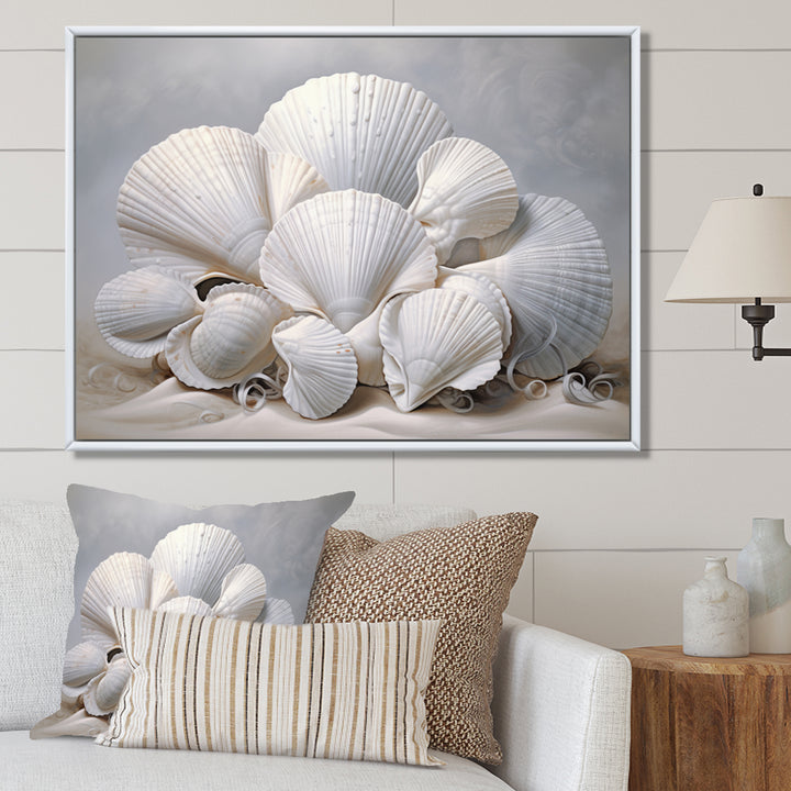Monochromatic White Seashells - Seashell Home Decor Art