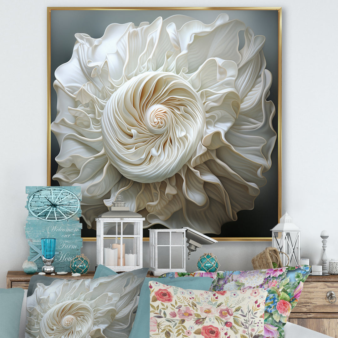 Monochromatic Seashells - Seashell Living Room Wall Art