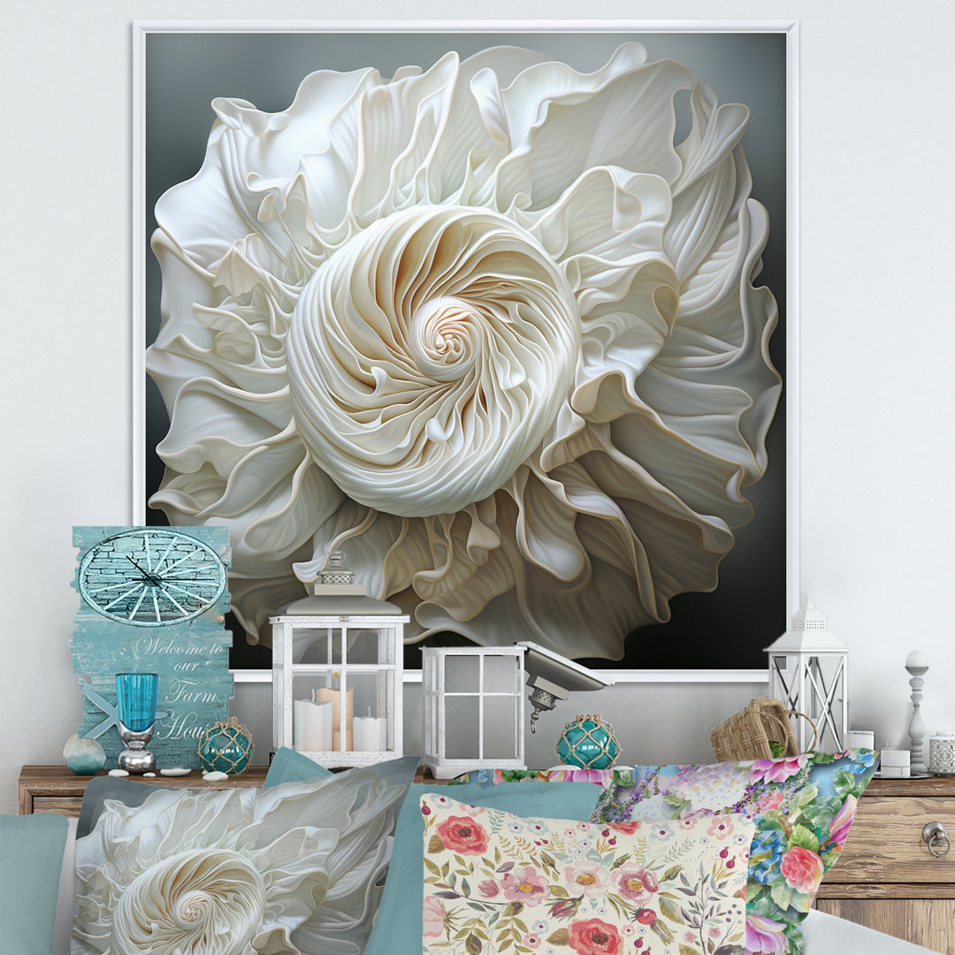 Monochromatic Seashells - Seashell Living Room Wall Art