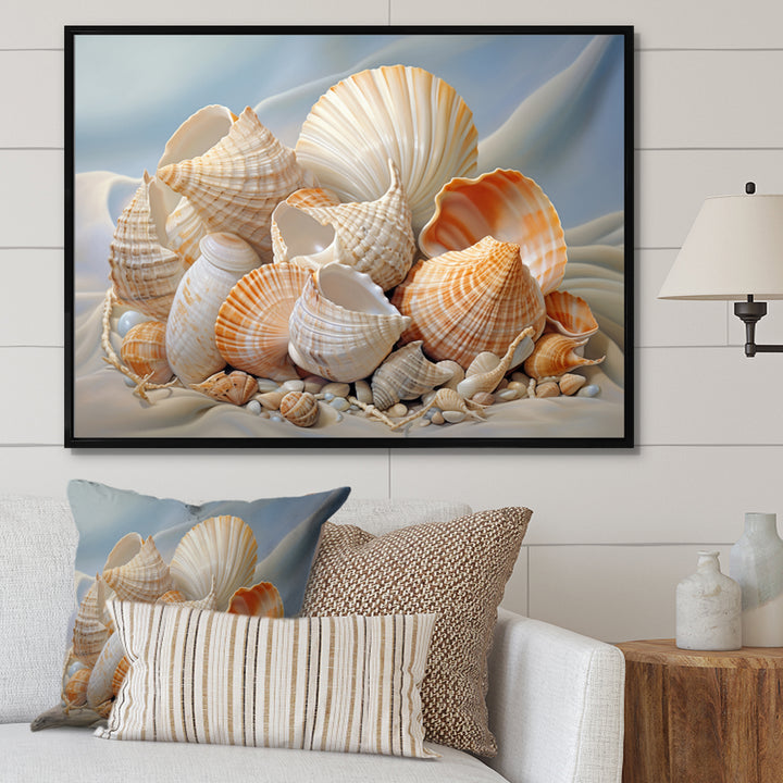 Photorealistic Seashells Collage - Seashell Canvas Wall Art