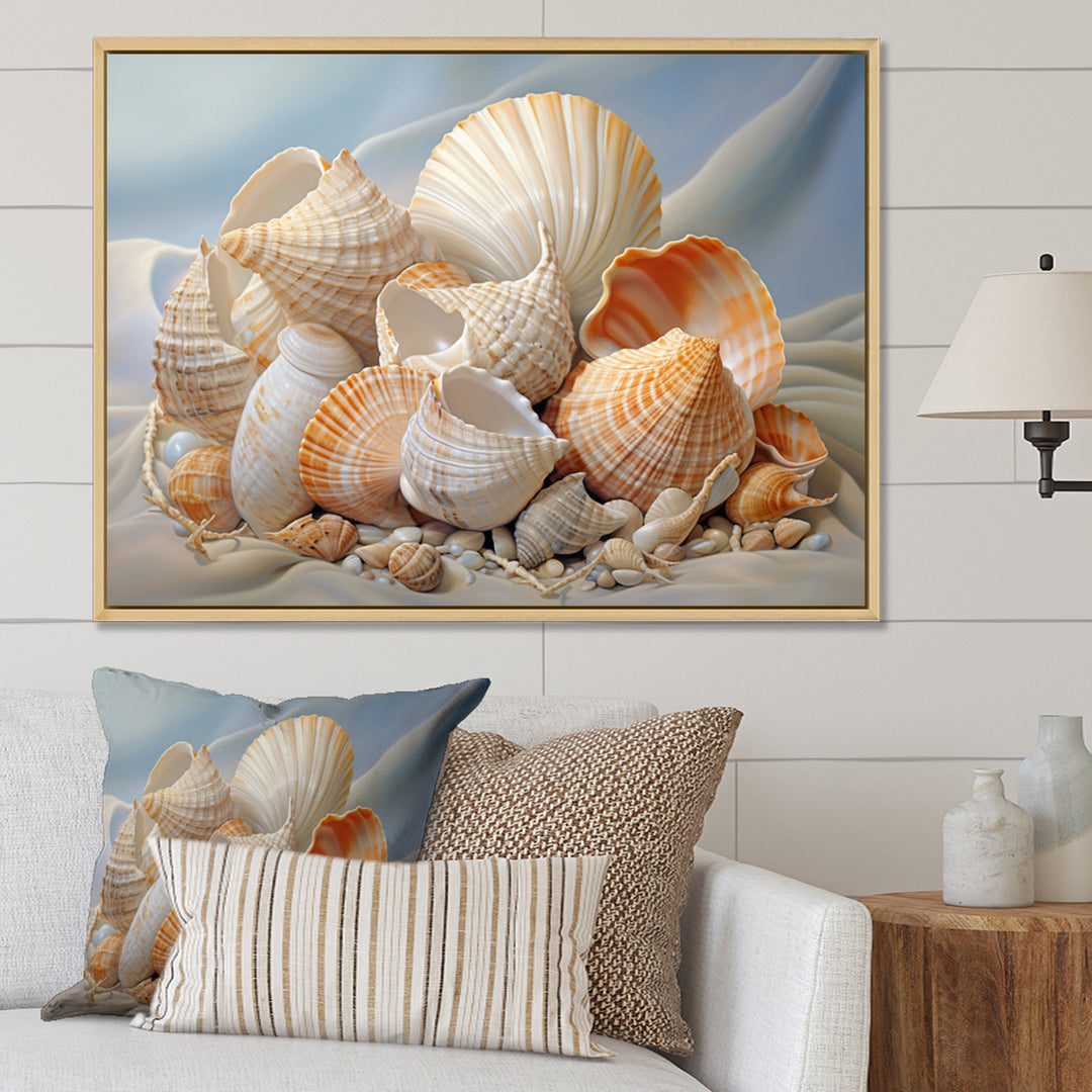 Photorealistic Seashells Collage - Seashell Canvas Wall Art
