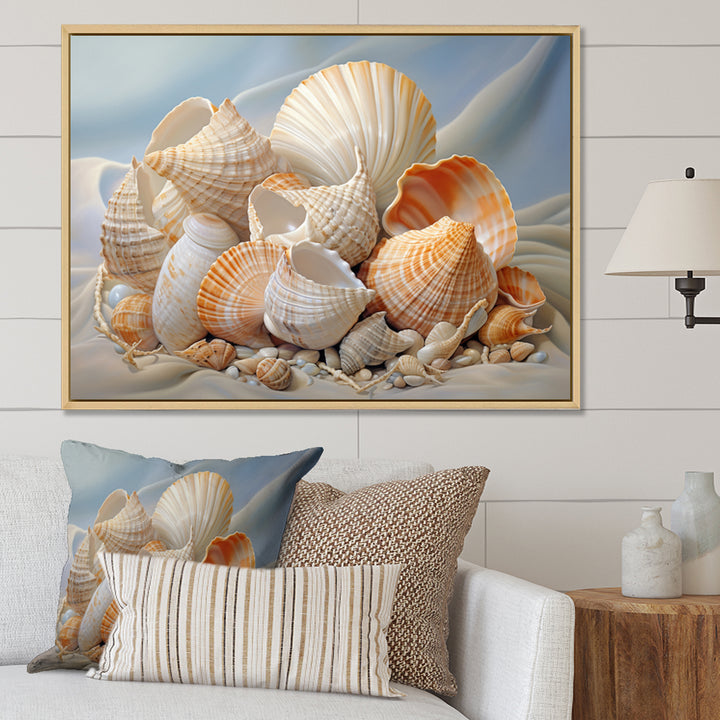 Photorealistic Seashells Collage - Seashell Canvas Wall Art