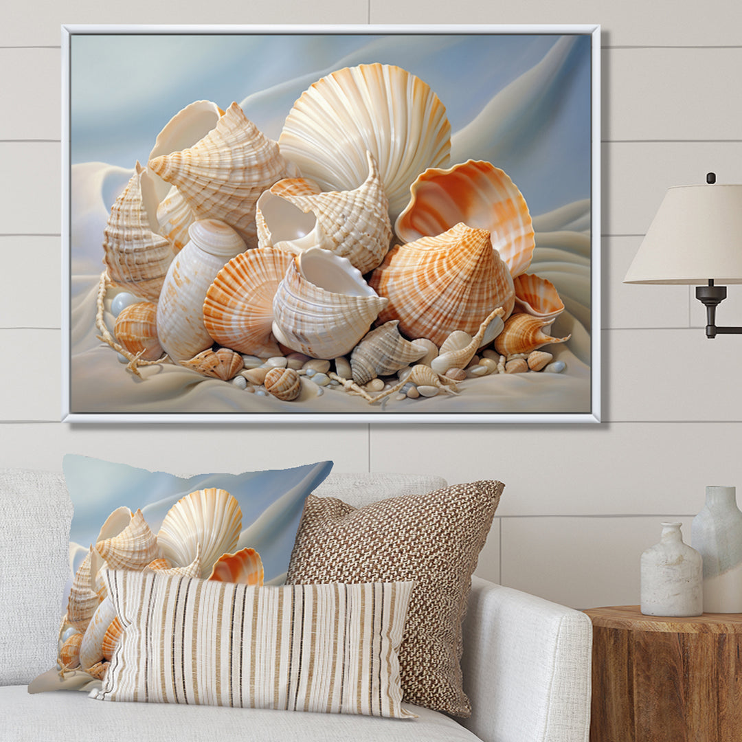 Photorealistic Seashells Collage - Seashell Canvas Wall Art