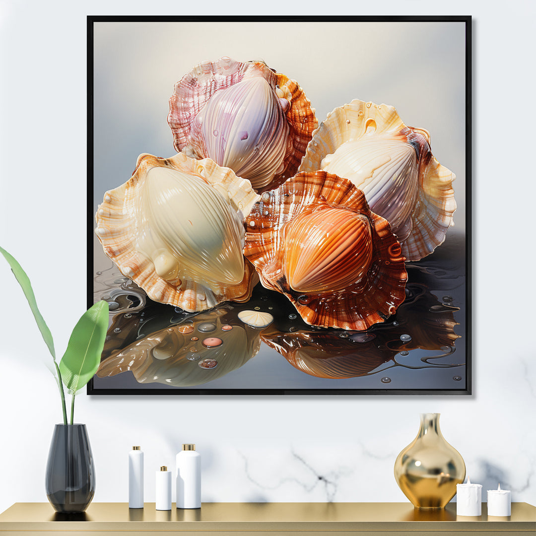 Realistic Seashells Collage - White Seashell Wall Art