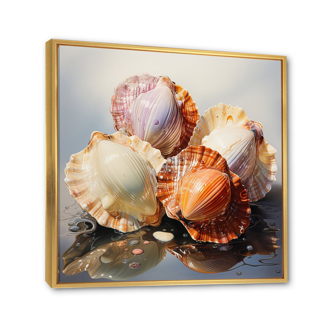 Realistic Seashells Collage - White Seashell Wall Art