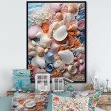 White Seashells Serenity Pastoral - Seashell Living Room Wall Art