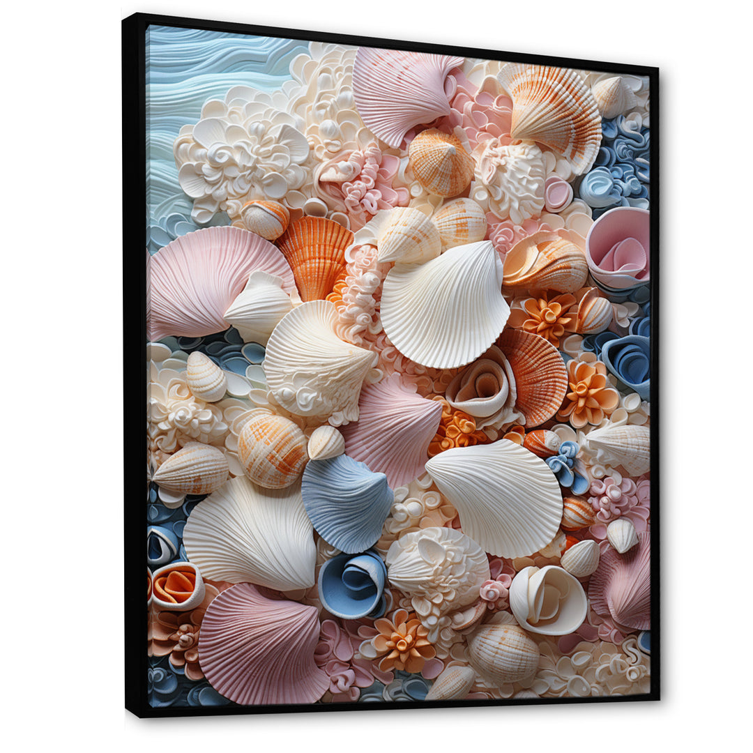 White Seashells Serenity Pastoral - Seashell Living Room Wall Art