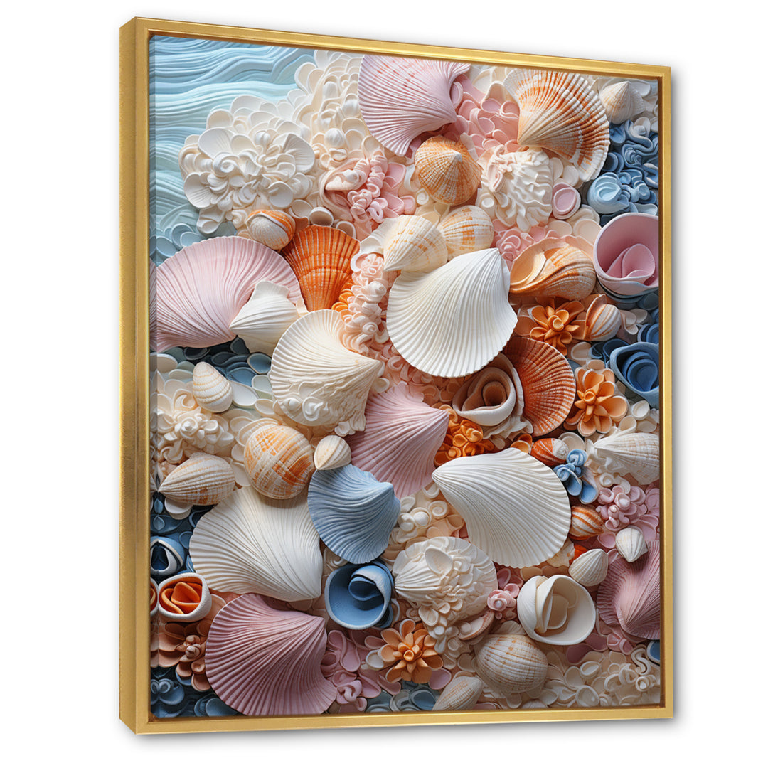 White Seashells Serenity Pastoral - Seashell Living Room Wall Art