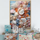White Seashells Serenity Pastoral - Seashell Living Room Wall Art