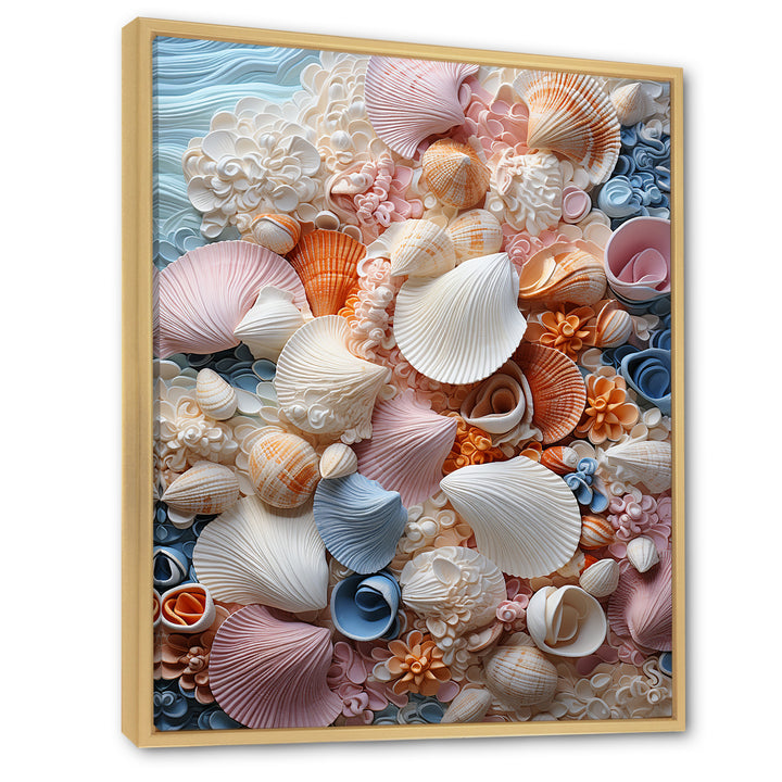 White Seashells Serenity Pastoral - Seashell Living Room Wall Art