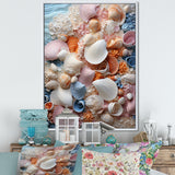 White Seashells Serenity Pastoral - Seashell Living Room Wall Art