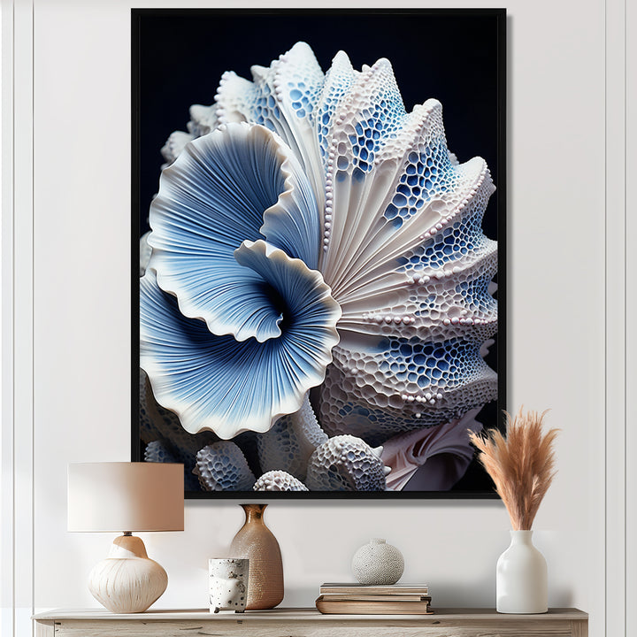 Blue Seashell Symphony - Seashell Canvas Wall Art