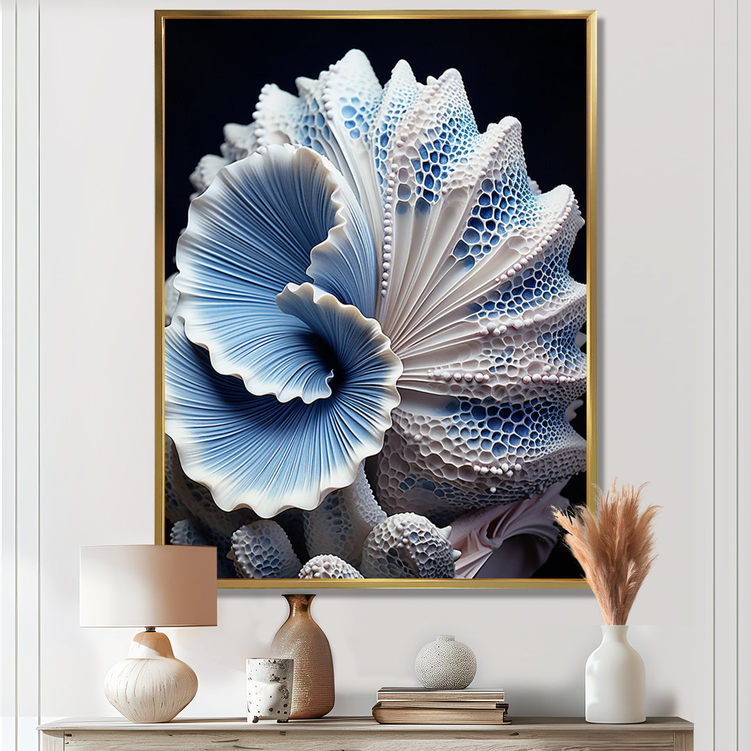 Blue Seashell Symphony - Seashell Canvas Wall Art