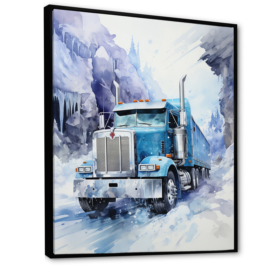 Turquoise Semi Truck Arctic Hauler I - Truck Canvas Wall Art
