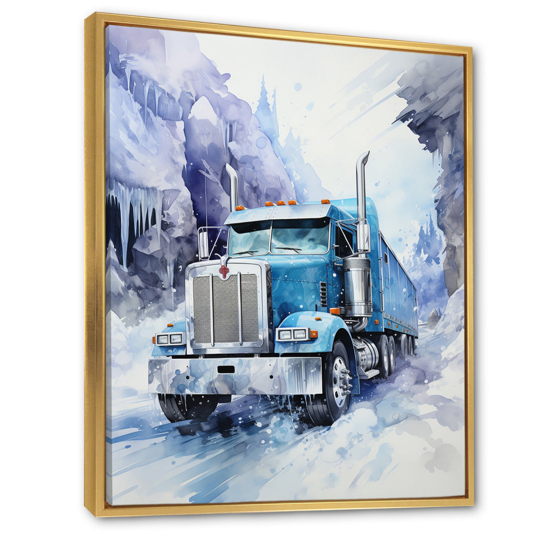 Turquoise Semi Truck Arctic Hauler I - Truck Canvas Wall Art