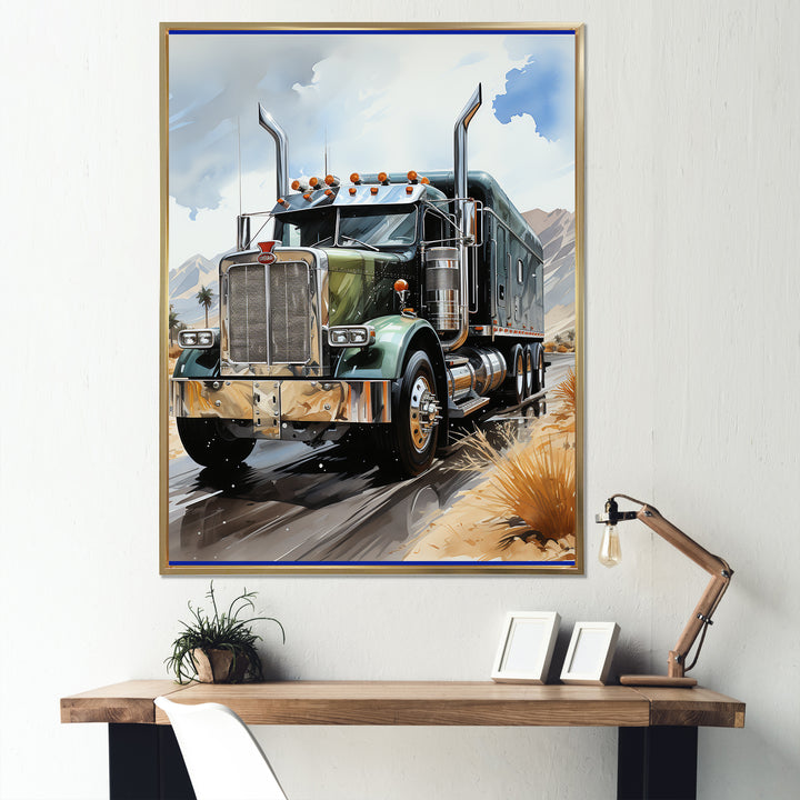 Semi Truck Carbon Fiber I - Truck Canvas Wall Art