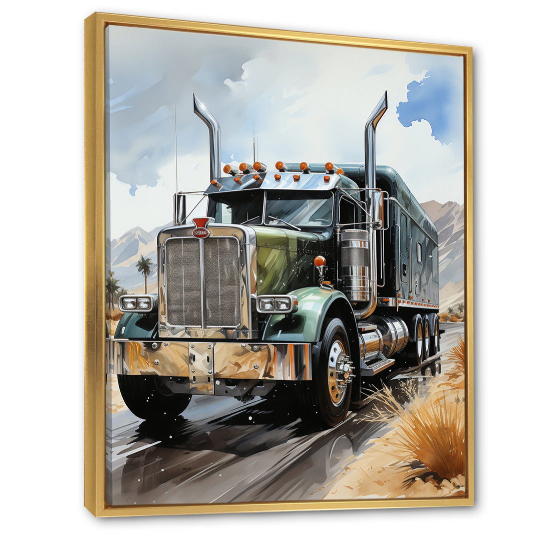 Semi Truck Carbon Fiber I - Truck Canvas Wall Art