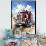 Red Semi Truck Pride I - Truck Canvas Wall Art