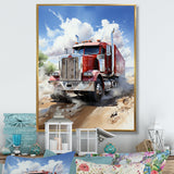 Red Semi Truck Pride I - Truck Canvas Wall Art