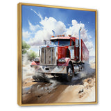 Red Semi Truck Pride I - Truck Canvas Wall Art