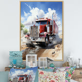 Red Semi Truck Pride I - Truck Canvas Wall Art