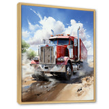 Red Semi Truck Pride I - Truck Canvas Wall Art