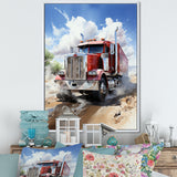 Red Semi Truck Pride I - Truck Canvas Wall Art