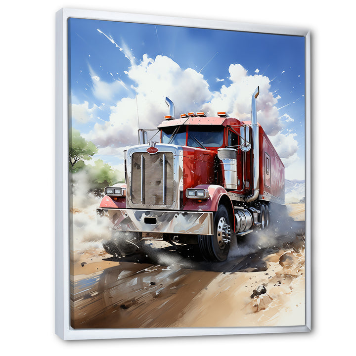 Red Semi Truck Pride I - Truck Canvas Wall Art