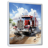 Red Semi Truck Pride I - Truck Canvas Wall Art
