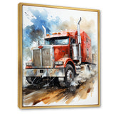 Red Semi Truck Heavy Duty I - Truck Canvas Wall Art