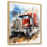 Red Semi Truck Heavy Duty I - Truck Canvas Wall Art