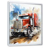 Red Semi Truck Heavy Duty I - Truck Canvas Wall Art